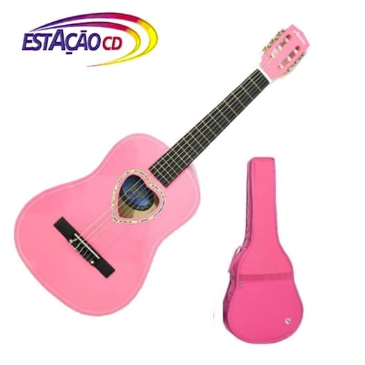 Violao Infantil Acustico 1/2 - Nylon Cor de Rosa + Capa