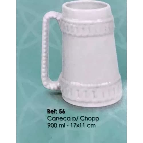 1 Caneca Para Chopp 900 Ml Em Porcelanas Branca