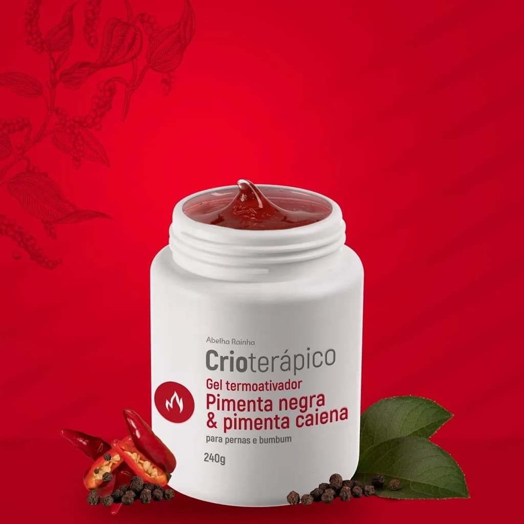 Gel termoativador  Pimenta negra& pimenta Caiena-Para pernas e bumbum