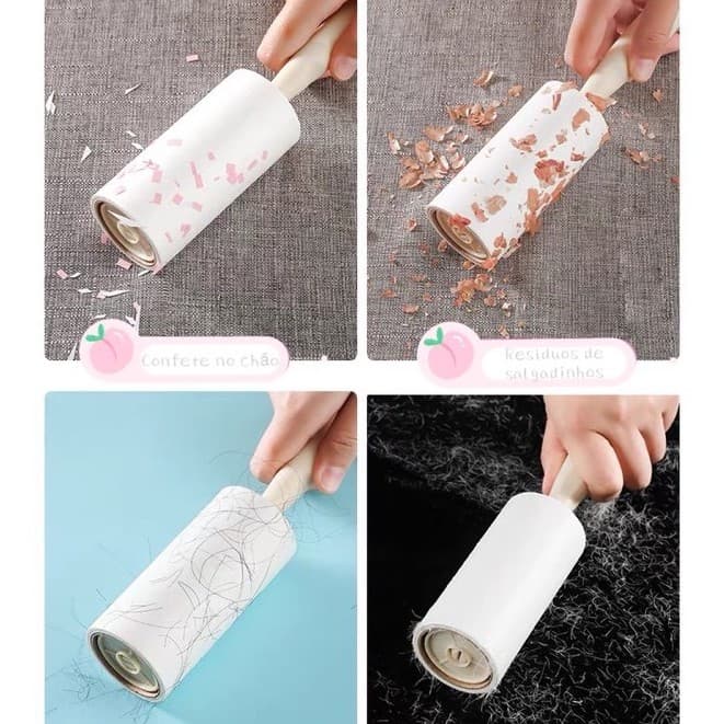 kit 4 Rolos De Adesivos Para Tirar Pelo De Animais Pluma 20 folhas