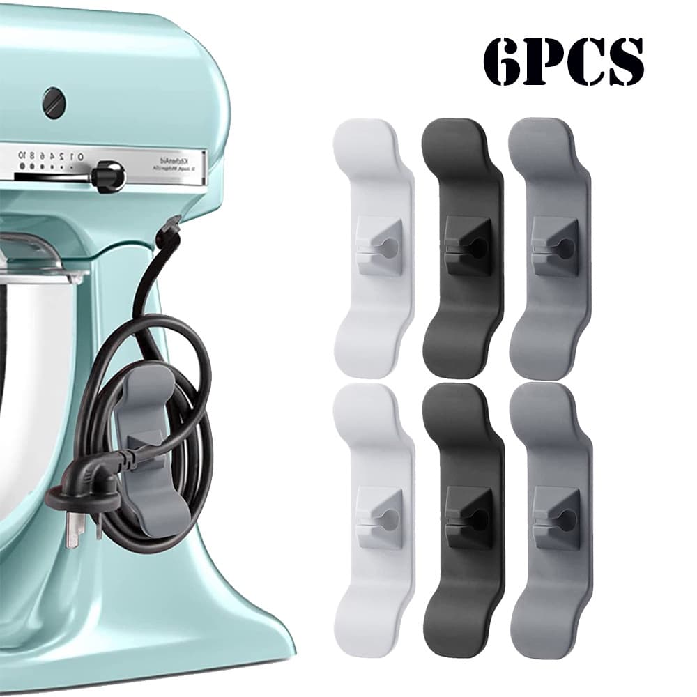 3/6 Pcs Cord Wrapper Organizador Clipes Titular Fio Esconder Cabo Winder Envoltório De Gestão Para Aparelhos De Cozinha Suporte Liquidificador Misturadores