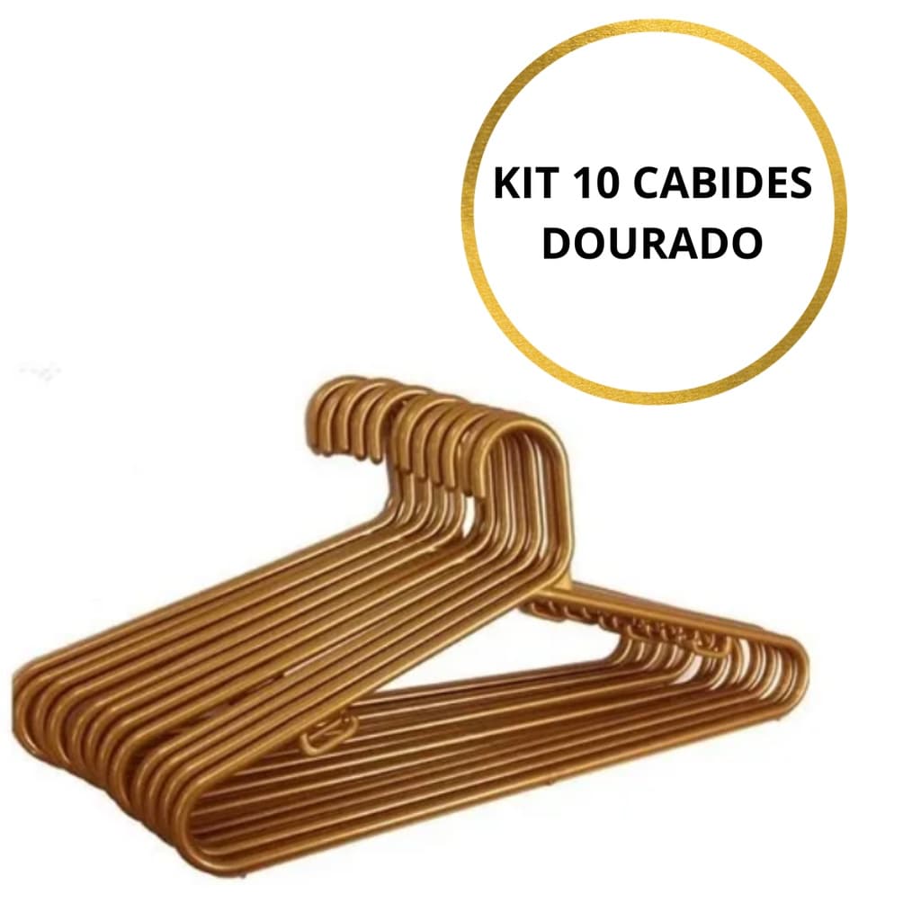 KIt Cabide Acrilico Dourado Para Roupas 5 unidades