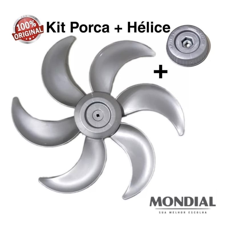 Kit Porca / Trava + Hélice Mondial Polishop 6 Pas 50cm Cinza