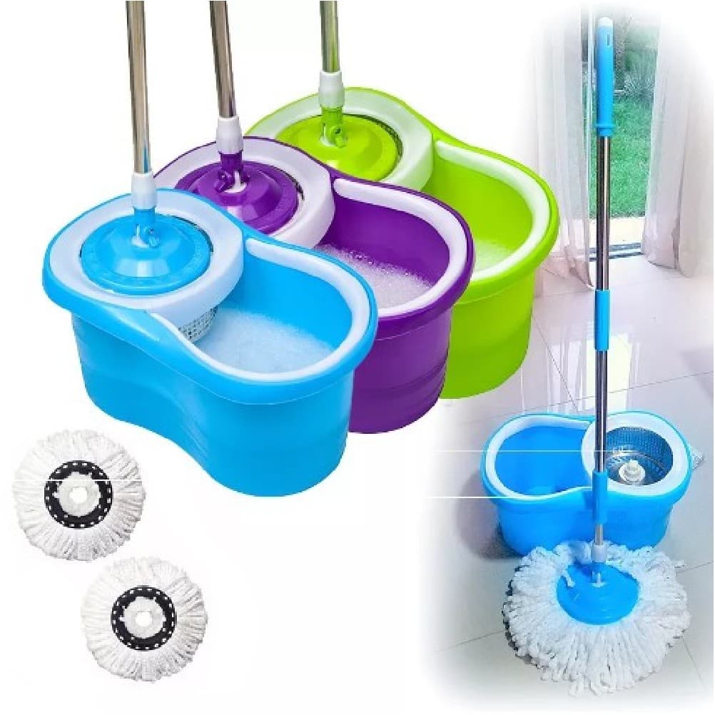 Balde Spin Mop 360 Centrifuga 2 Esfregão Refil Cesto Inox Varias Cores