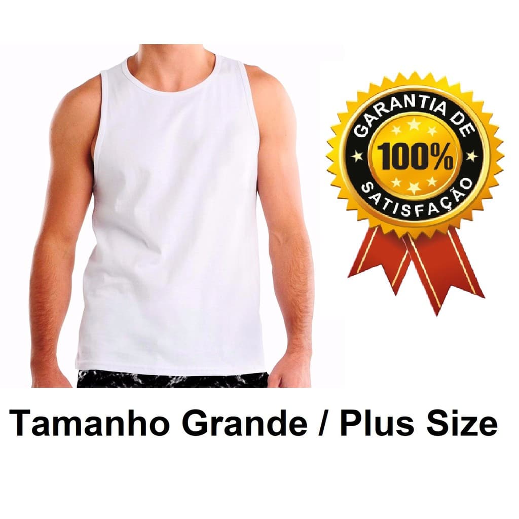 Camiseta Regata Masculina Plus Size Grande 100% Algodão Premium 30.1 G1 G2 G3 G4 G5 G6 XG XXG XGG