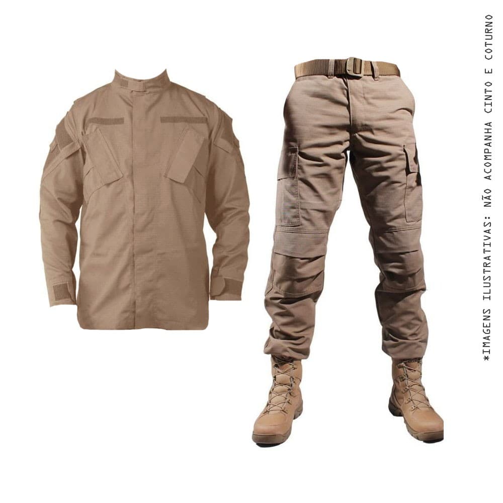 Farda Conjunto Fardamento Tático Airsoft (Calça Combat + Gandola) Bélica - Coyote Caqui