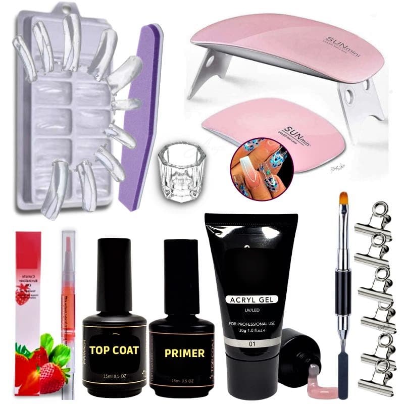 Kit Completo Facil unhas Poligel Kit Unhas Cabine Lixa Gel Faça em casa