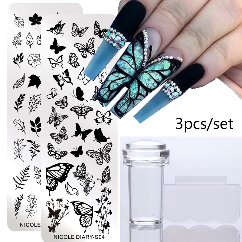 3-6pcs NICOLE DIARY Placa De Estampagem De Pregos Geometry Lace Flower De Unhas Ferramentas De Placa