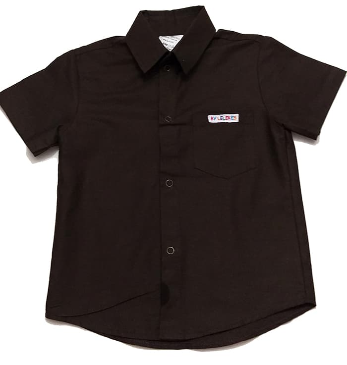 Camisa Social Marrom Manga Curta Infantil Menino Criança