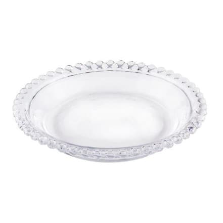 Prato de Sobremesa de Cristal Bolinha Pearl Transparente 14cm - Wolff 27892