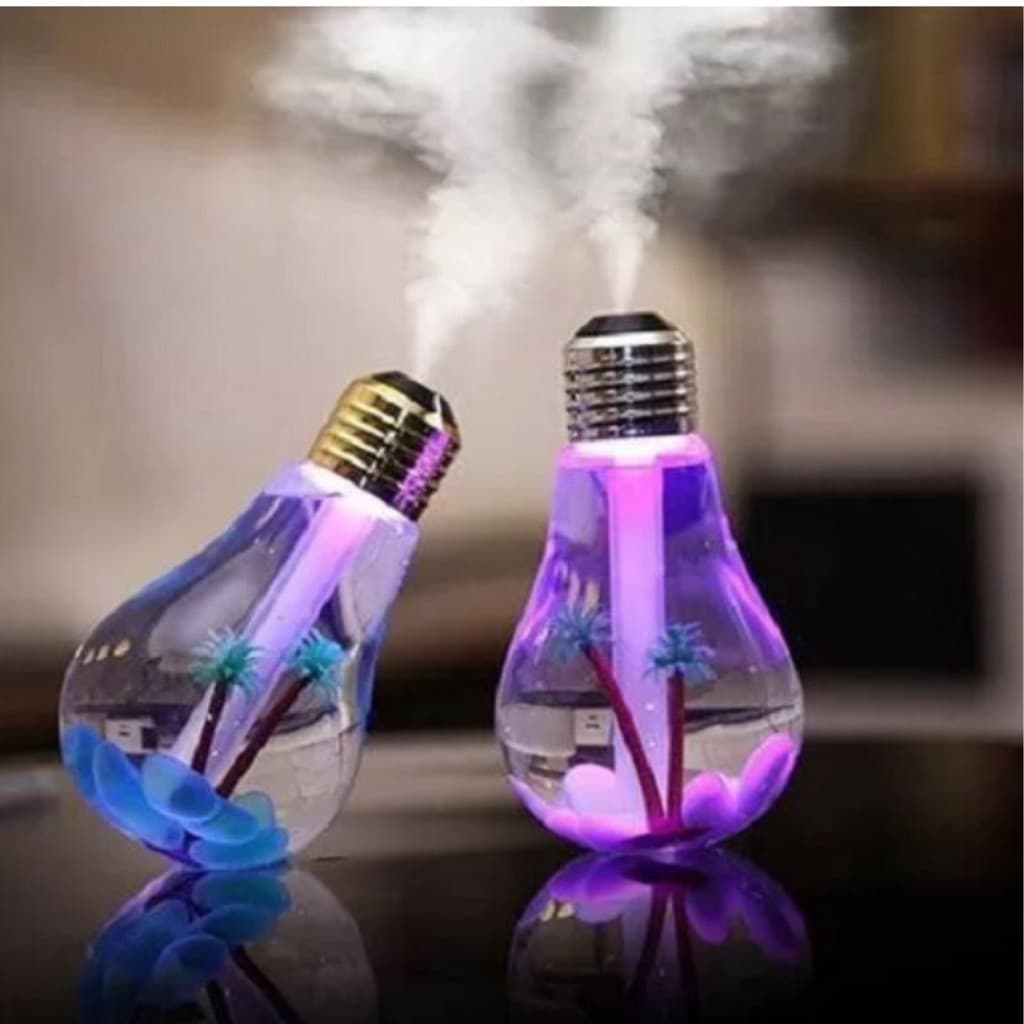 Mini Umidificador Ar Ambientes Lâmpada Cabo Usb Portátil Led