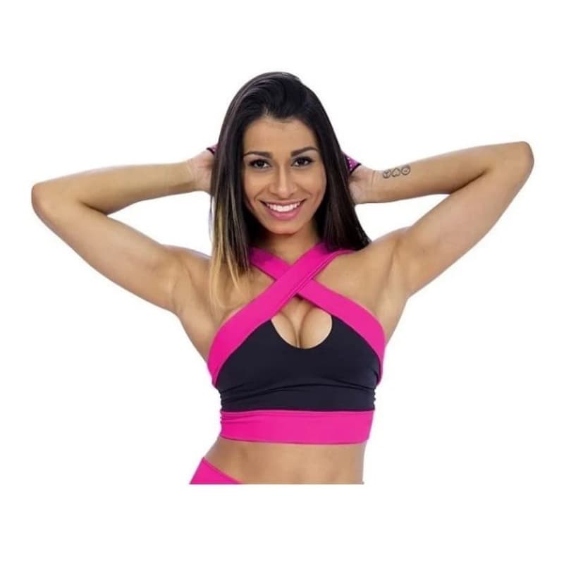 Top De Academia Cruzado Rosa / Azul / Vermelho / Verde / Branco / Roxo
