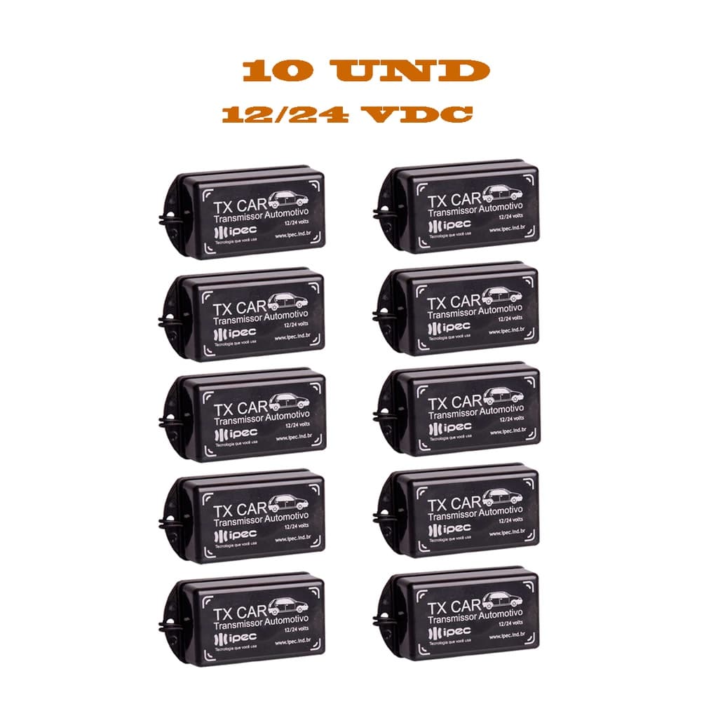 Kit 10 Controle De Portão Tx Car Farol Caminhão Carro Moto 12 a 24 vdc 433,92 Mhz