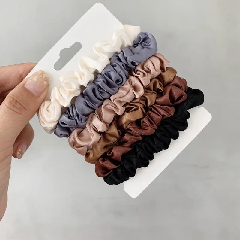 6 Pçs / Set Cabelo Anel De Seda Elástica / Elástico Faixas De Cabelo Rabo De Cavalo Titular / Das Mulheres Grande Intestine Círculo Cabelo / Corda Cabelo / Meninas Doce Ins Acessórios Para O Cabelo