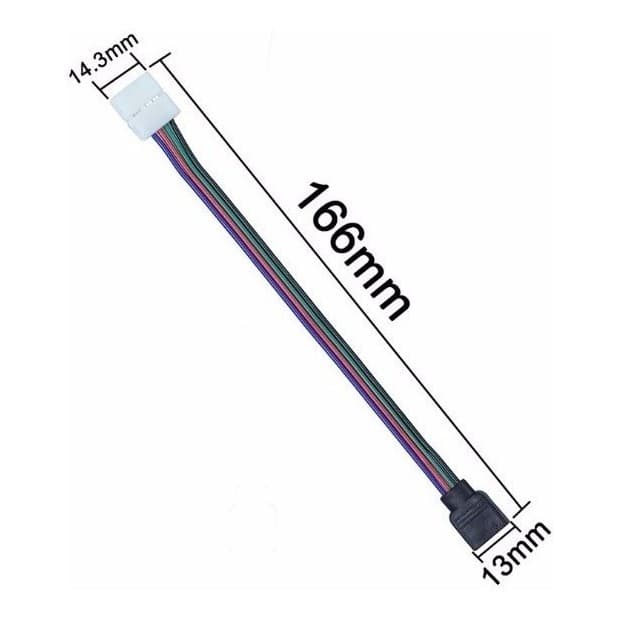 Kit 02 Emenda Conector para Fita de Led Rabicho Macho Rgb 5050 10mm