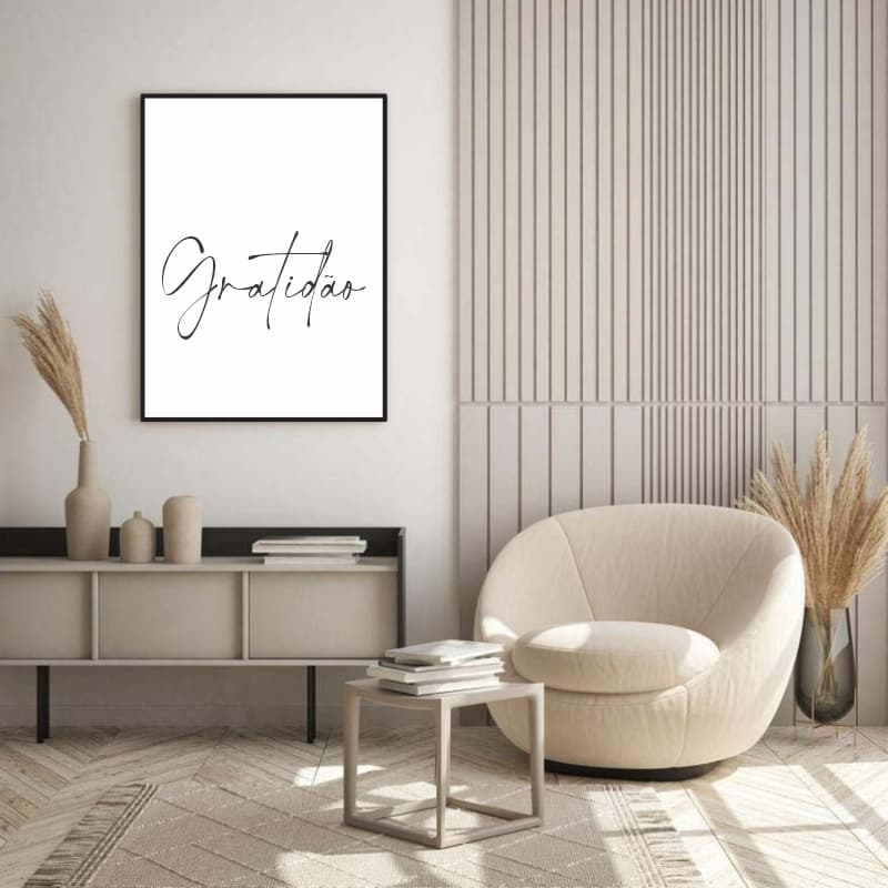 Quadro Decorativo Gratidão Minimalista Moldura Caixa TokQuadros