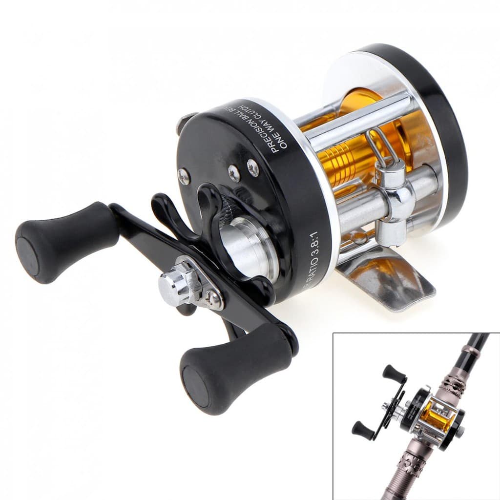 Full Metal Tambor Carretel De Pesca Relação De Engrenagem 3.8 : 1 Preto Mão Direita Roda Trolling Carcaça Mar Ferramenta