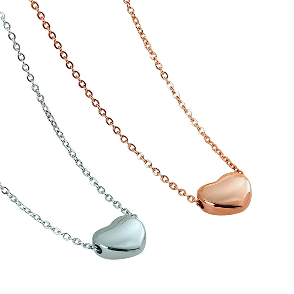 Colar Feminino Pingente Coração Banho Ouro Rosê Ou Prateado