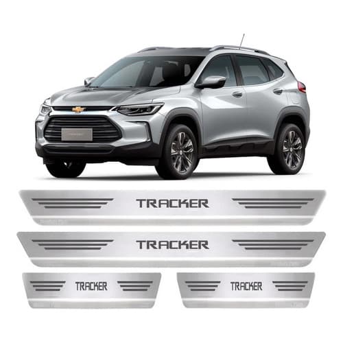 Kit 4 Soleira Porta Aço Inox Gm Tracker 2020 2021 2022 2023 2024