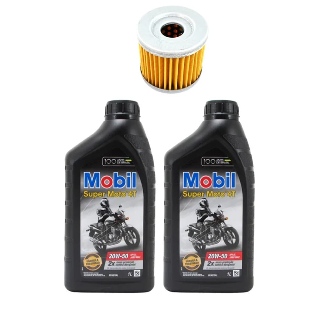 Kit Troca de Oleo Kasinski Comet 250 - 2 Mobil 20w50 e 1 Filtro de oleo ( 2 oleo mobil + 1 filtro de oleo 070296)