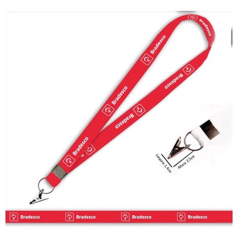 Cordão Para Crachá Banco Bradesco C0540p Jacaré Argola