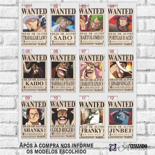 5 Posteres Japan Anime Mangá Procurados One Piece 20x30cm