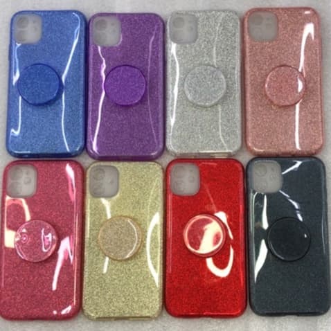 Capa Para Celular Com Brilho A03S Capinha Brilhosa Glitter Com Pop Suporte Colorida Compatível Para Modelo A03S