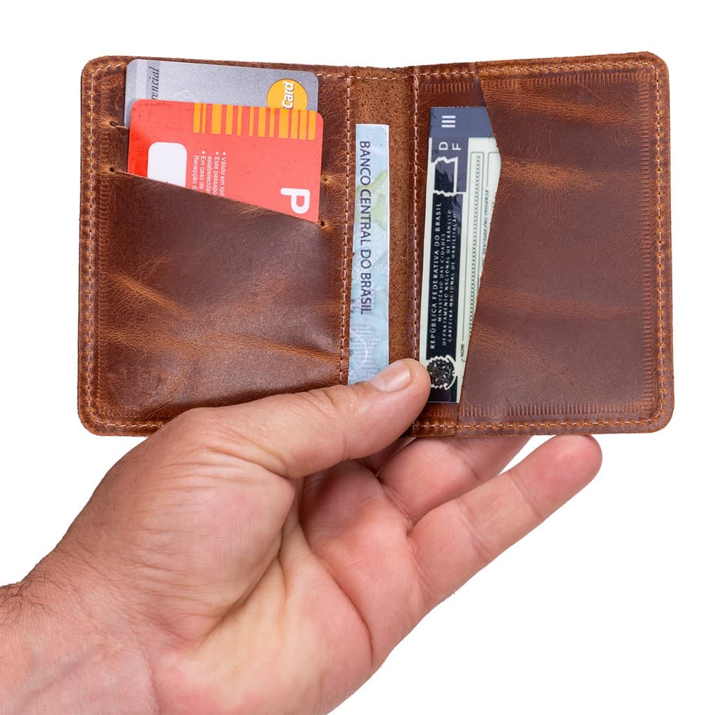 Mini Carteira Masculina Slim Couro Legitimo Bovino Para Cnh,cédulas Cartões