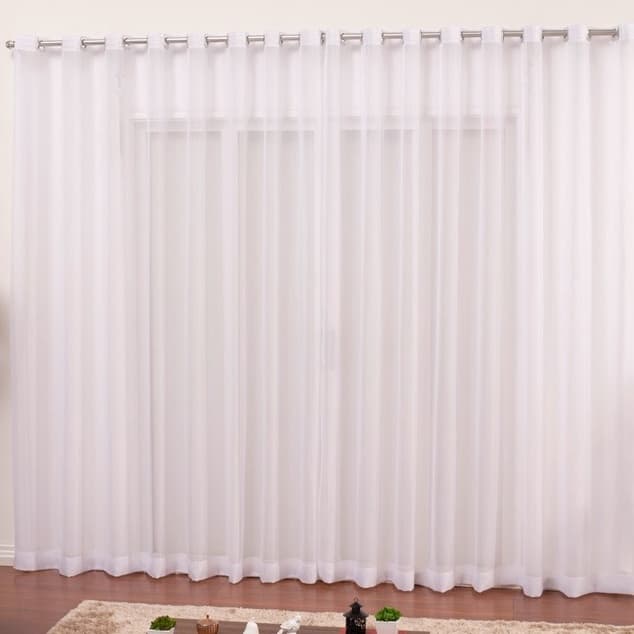 Cortina Voil 3 00 X 1 70 Voal Branco Sem Forro Para Sala e Quarto Acabamento Bainha