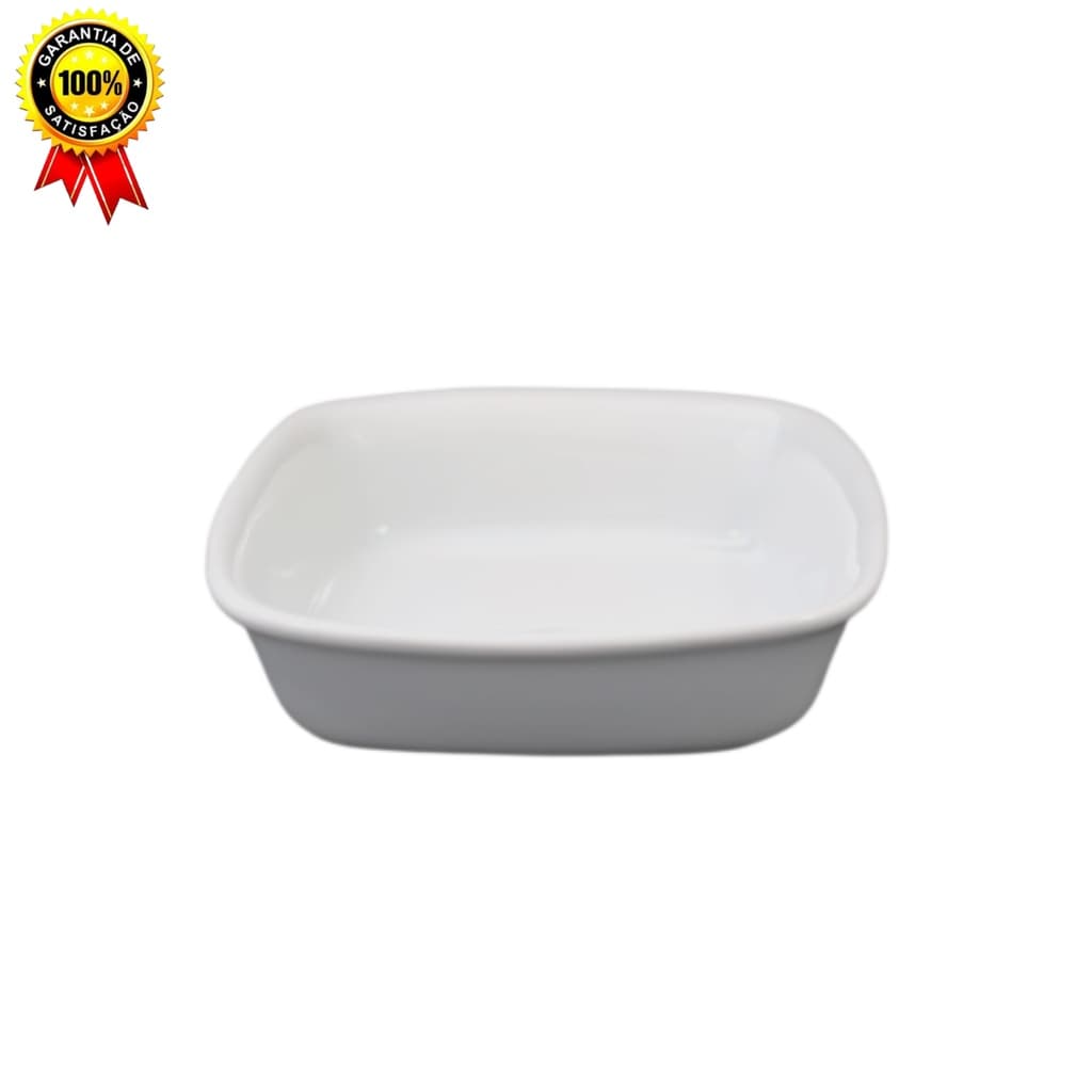 Travessa Quadrada Porcelana Branca 600ml Assadeira p/ forno