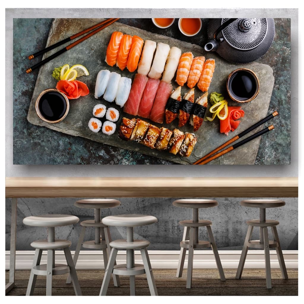 Adesivo De Parede Cozinha Oriental 2x1m Comida Japonesa S237