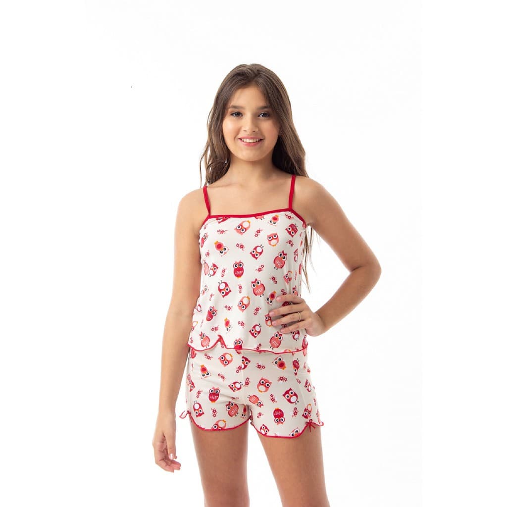 KIT 3-5  Baby Doll  infantil juvenil Estampado  Blusa E Short Confortavel