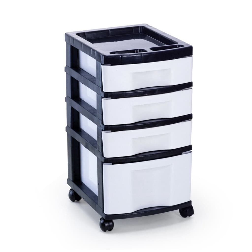 Gaveteiro Plástico 4 Gavetas Preto e Branco Agraplast COD 571
