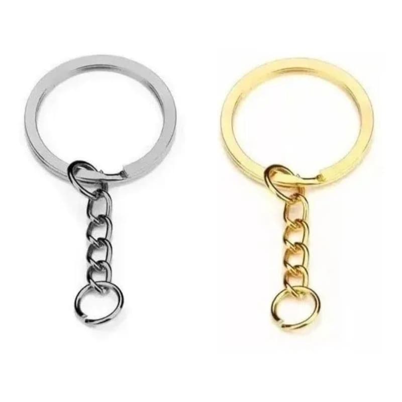 Argola c/ Corrente Italiana 28mm + Elo 8mm Para Chaveiro