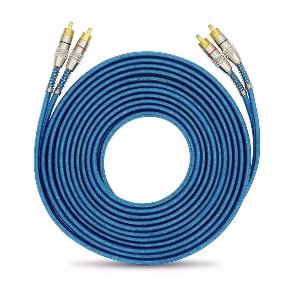 Cabo Rca De 5 Metros Blindado Conector Ouro Som E Vídeo Svart Azul Dupla Blindagem