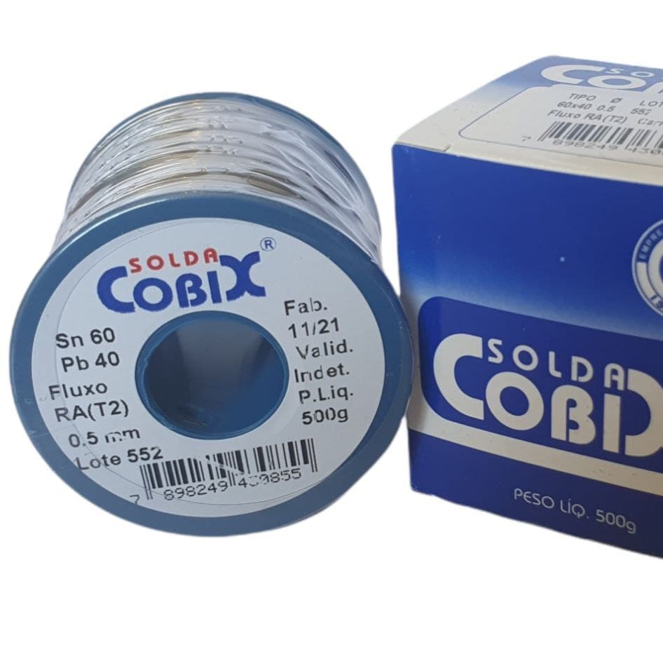Solda Estanho 0.5mm C/ Fluxo 60x40 Carretel 500g - Cobix