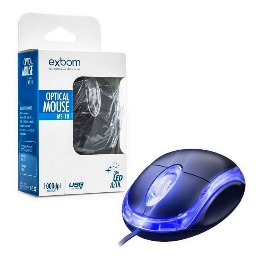Mouse Óptico para Laptop, Notebook, DVR, NVR com Fio USB