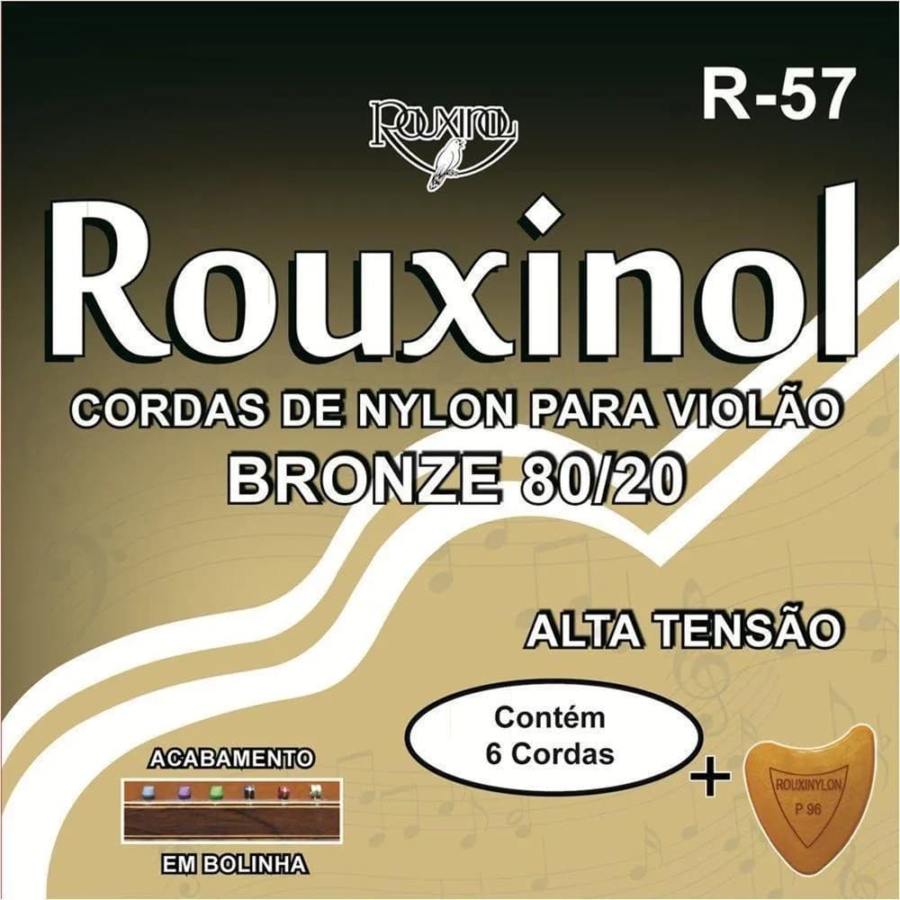 Encordoamento Violão Nylon Rouxinol Com Bolinha +Palheta R57
