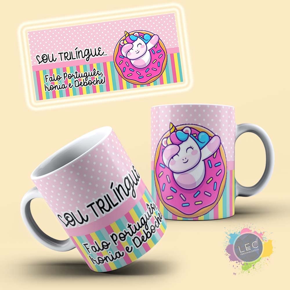 CANECA DE PORCELANA "IRONIA E DEBOCHE" - CANECA UNICÓRNIO INDELICADO - CANECAS ENGRAÇADAS