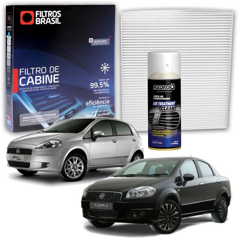 Filtro de Cabine para Ar Condicionado Fiat Punto/Linea + Higienizador Limpa Ar Tipo Granada