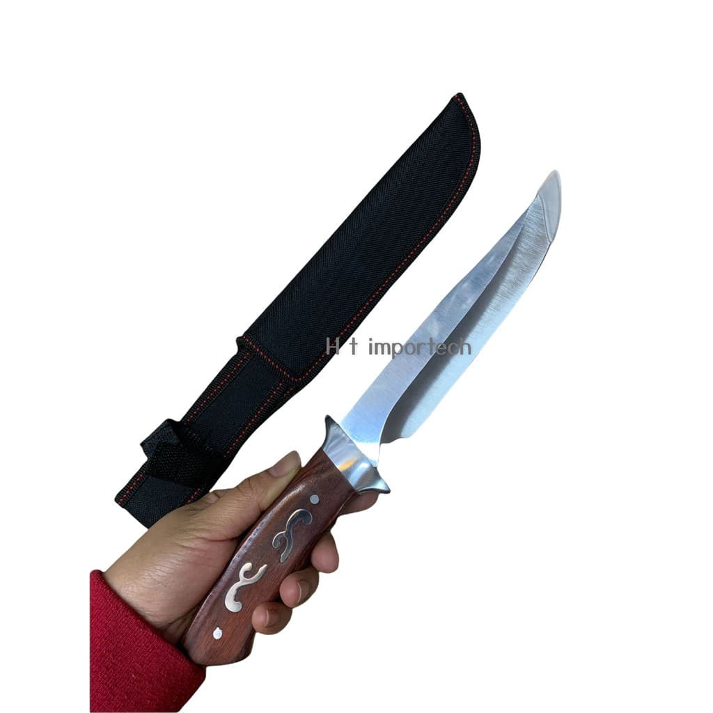 Faca De Caça Churrasco Full Tang Modelo Luxo C/ Bainha Nylon 0865
