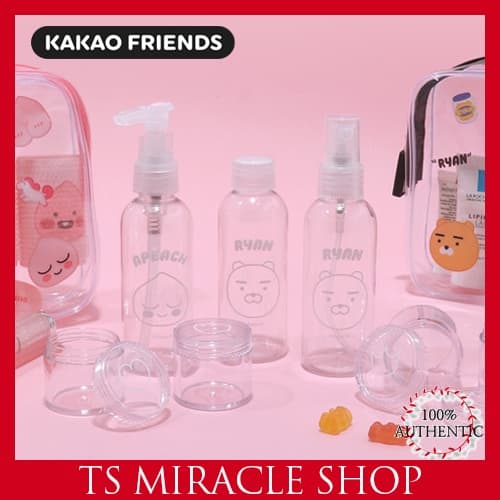 Kit De Garrafa Vazia Kakao Friends Travel 7 E Conjunto De Bolsa (Ryan , Apach)