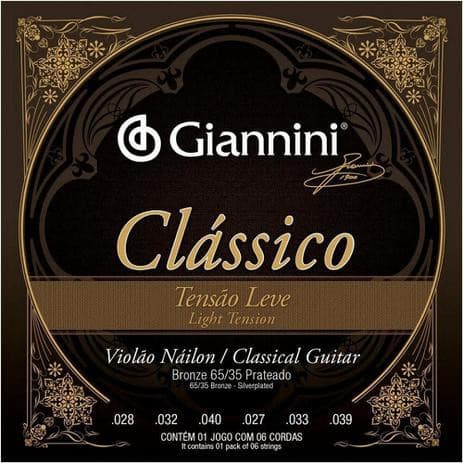 Encordoamento Violão Nylon Giannini Tensão Leve GENWPL