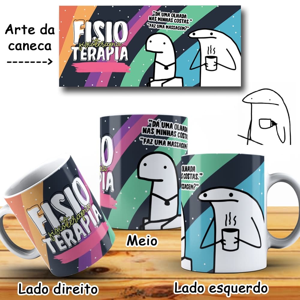 Caneca Flork Fisioterapia, Caneca Flork Profissões 325 ML