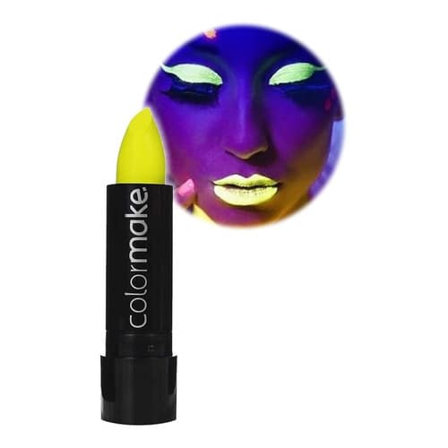 Batom Neon Fluorescente Amarelo Colormake brilha na luz negra! Rave balada cosplay festa cybergoth