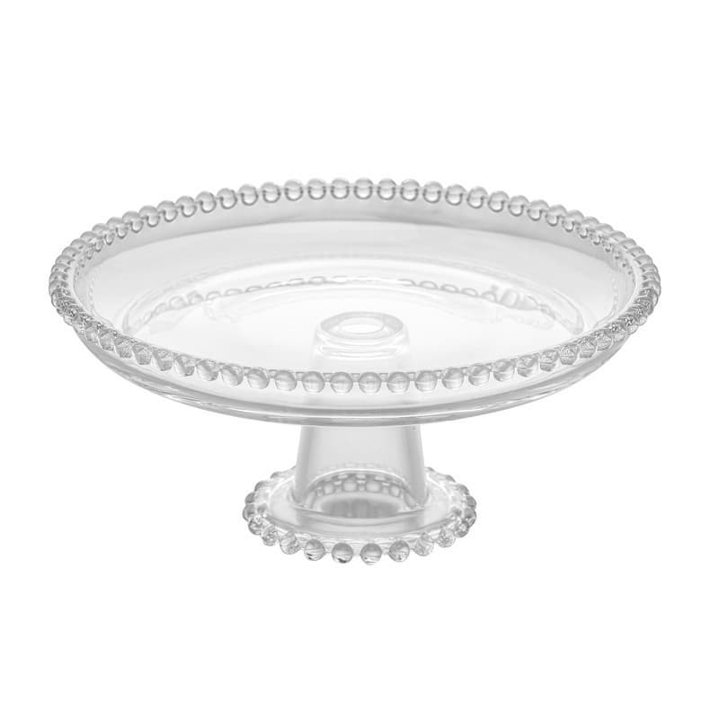 Prato p/ Queijo ou Bolo de Cristal Bolinhas Pear Transparente 20x9cm Wolff