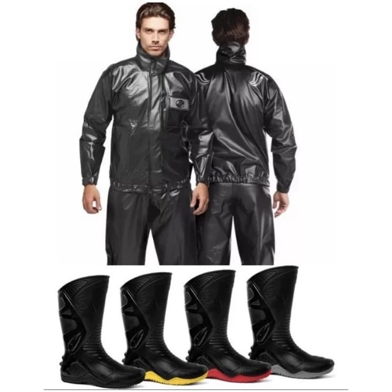 Capa De Chuva Alba Europa Pvc + Bota Moto Motoqueiro Moto Motociclista