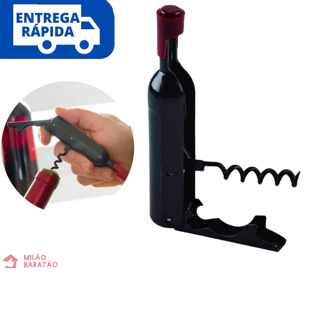 Abridor de Vinho e Abridor de Garrafa 2 em 1 Formato Garrafa com IMÃ