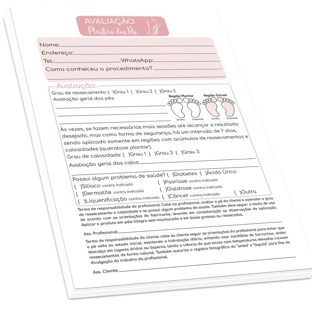 Bloco de Anamnese Plástica dos Pés