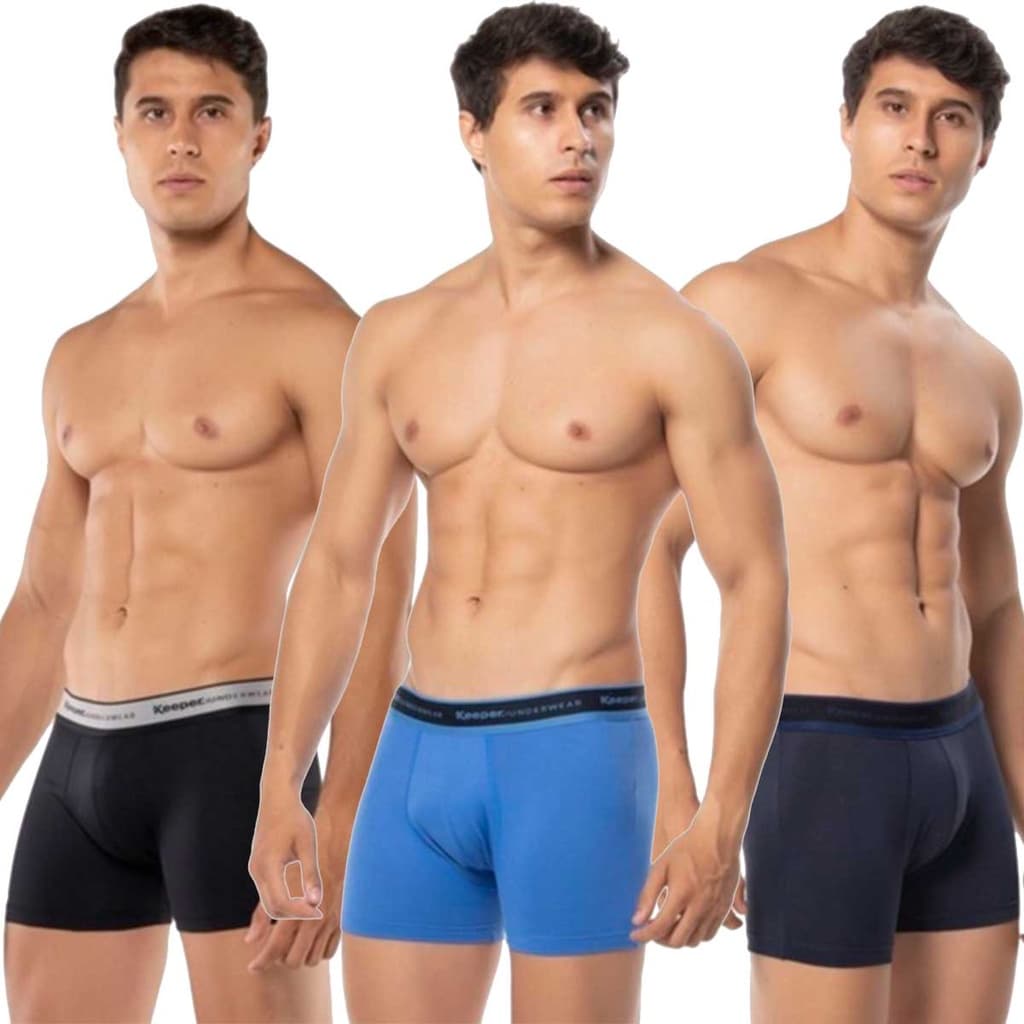 Cueca Box Masculina Lisa C/ Forro 100% Algodão Keeper Original Microfibra